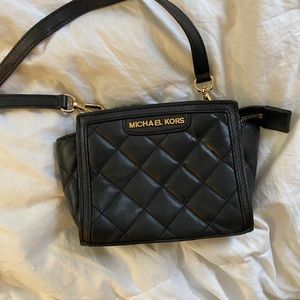 Micheal Kors black quilted cross body purse